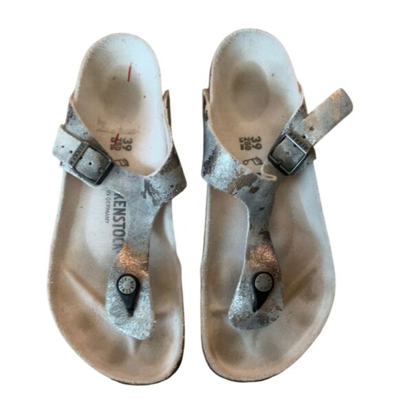 Women's Birkenstock Gizeh Metallic Silver Size EU 39 US 8-8.5‎ - Picture 2 of 12